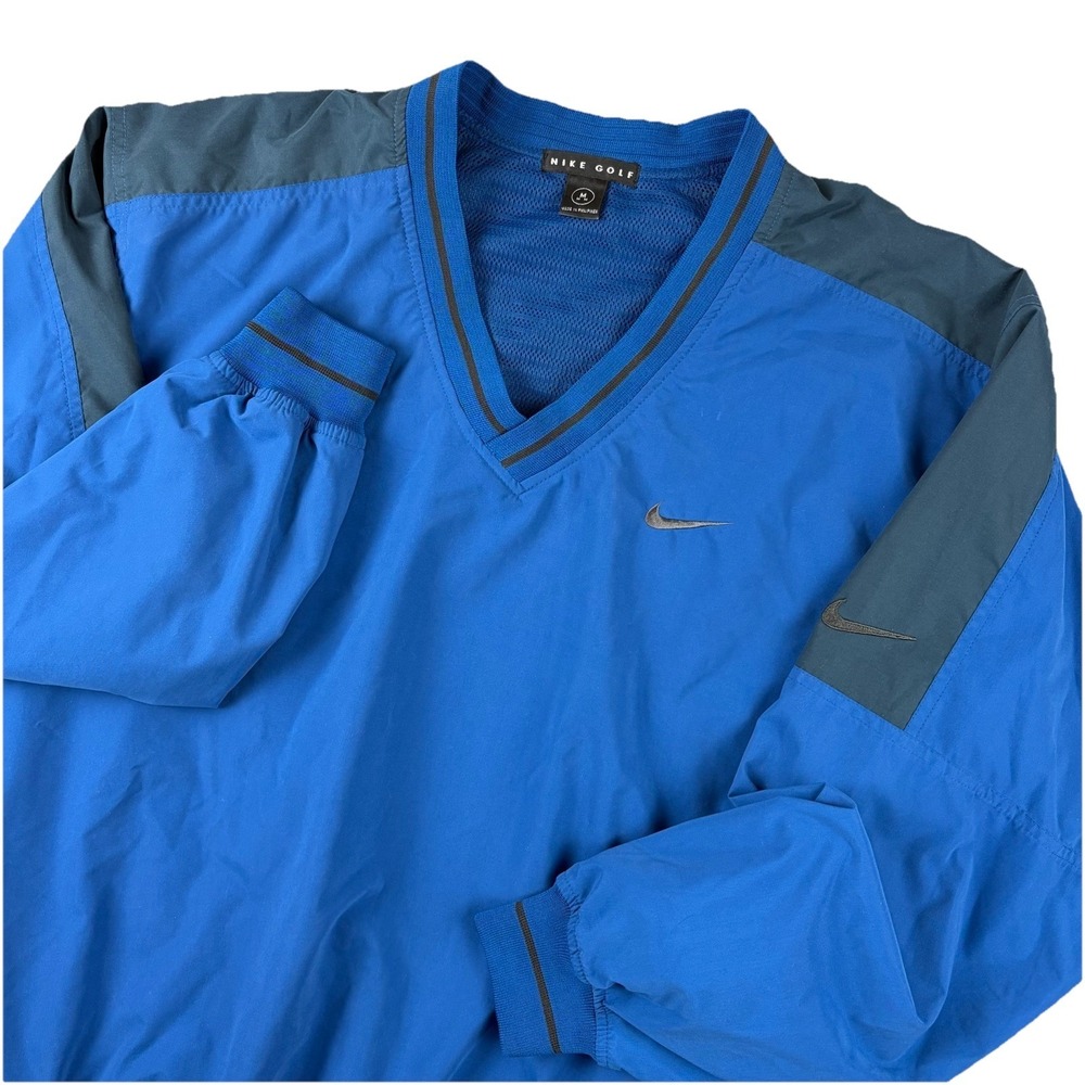 Vintage Nike Golf Jacket Mens Medium Blue Windbreaker Lined Swoosh 90s Tiger